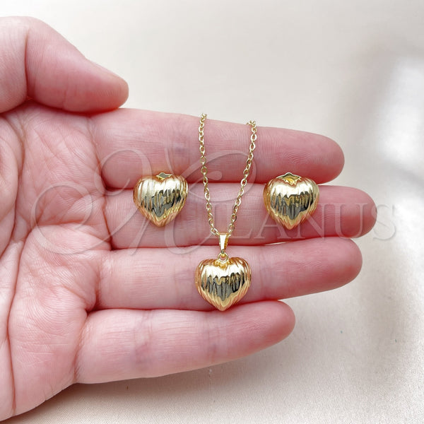 Gold Filled Ring — Earring and Pendant Adult Set Heart Design Diamond — alternate product view — SKU 162835 | Oro Laminado anillo — Earring and Pendant Adult Set corazón diseño Diamond — SKU 162835