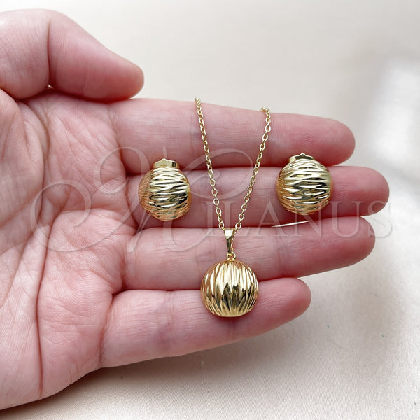 Gold Filled Ring — Earring and Pendant Adult Set Ball Design Diamond — alternate product view — SKU 162836 | Oro Laminado anillo — Earring and Pendant Adult Set Ball diseño Diamond — SKU 162836