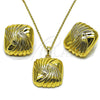 Oro Laminado Earring and Pendant Adult Set, Gold Filled Style Diamond Cutting Finish, Golden Finish, 10.379.0104