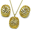 Oro Laminado Earring and Pendant Adult Set, Gold Filled Style Polished, Golden Finish, 10.379.0105