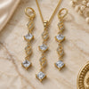 Oro Laminado Earring and Pendant Adult Set, Gold Filled Style with White Cubic Zirconia, Polished, Golden Finish, 10.323.0002