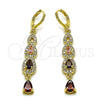 Oro Laminado Long Earring, Gold Filled Style Teardrop Design, with Multicolor and White Cubic Zirconia, Polished, Golden Finish, 02.323.0115