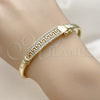 Oro Laminado Individual Bangle, Gold Filled Style Greek Key Design, with White Cubic Zirconia, Polished, Golden Finish, 07.237.0001.05 (Thickness, Size 5 (2.50 Diameter))