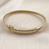 Oro Laminado Individual Bangle, Gold Filled Style Greek Key Design, with White Cubic Zirconia, Polished, Golden Finish, 07.237.0001.05 (Thickness, Size 5 (2.50 Diameter))