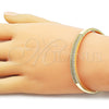 Oro Laminado Individual Bangle, Gold Filled Style with White Micro Pave, Polished, Golden Finish, 07.237.0002.04 (Thickness, Size 4 (2.25 Diameter))