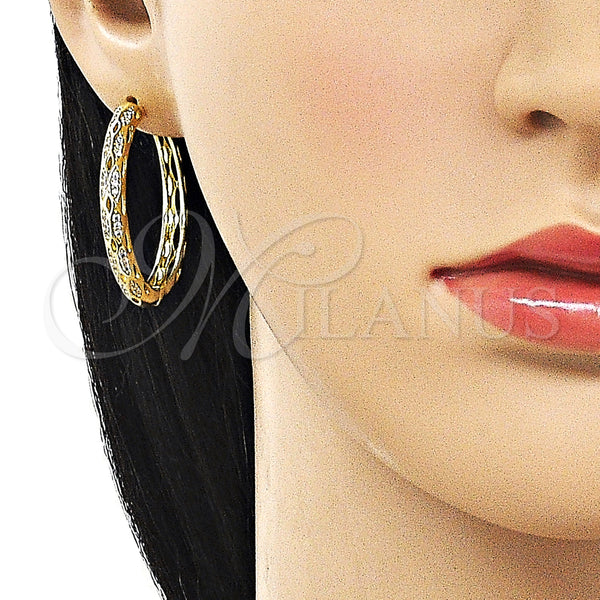 Gold Filled Hoop Earrings — Huggie Hoop with White Micro Pave Polished 02. — alternate product view — SKU 162856 | Oro Laminado aretes de aro — Huggie Hoop with blanco Micro Pave pulido 02. — SKU 162856