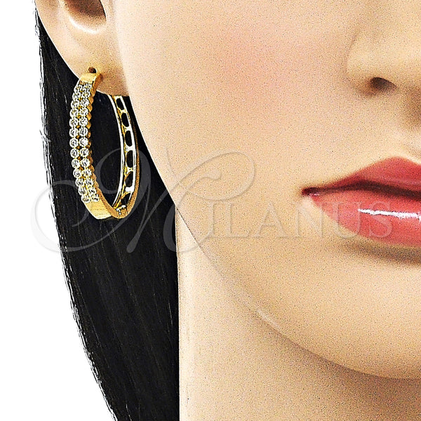 Gold Filled Hoop Earrings — Huggie Hoop with White Cubic Zirconia Polished 02. — alternate product view — SKU 162857 | Oro Laminado aretes de aro — Huggie Hoop with blanco Cubic Zirconia pulido 02. — SKU 162857