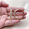 Oro Laminado Huggie Hoop, Gold Filled Style with White Cubic Zirconia, Polished, Golden Finish, 02.237.0039.35