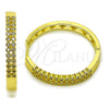 Oro Laminado Huggie Hoop, Gold Filled Style with White Cubic Zirconia, Polished, Golden Finish, 02.237.0039.35