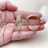 Oro Laminado Huggie Hoop, Gold Filled Style Filigree Design, with White Micro Pave, Polished, Golden Finish, 02.237.0040.30
