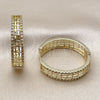 Oro Laminado Huggie Hoop, Gold Filled Style Filigree Design, with White Micro Pave, Polished, Golden Finish, 02.237.0040.30