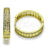 Oro Laminado Huggie Hoop, Gold Filled Style Filigree Design, with White Micro Pave, Polished, Golden Finish, 02.237.0040.30