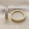 Oro Laminado Huggie Hoop, Gold Filled Style with White Cubic Zirconia, Polished, Golden Finish, 02.237.0041.25