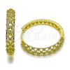 Oro Laminado Huggie Hoop, Gold Filled Style Filigree Design, with White Cubic Zirconia, Polished, Golden Finish, 02.204.0064.30