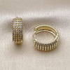 Oro Laminado Huggie Hoop, Gold Filled Style with White Cubic Zirconia, Polished, Golden Finish, 02.237.0042.16