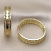 Oro Laminado Huggie Hoop, Gold Filled Style Greek Key Design, Polished, Golden Finish, 02.237.0044.35