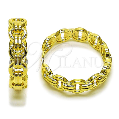 Gold Filled Hoop Earrings — Huggie Hoop Belt Buckle Design Polished 02. for wholesale, main product view