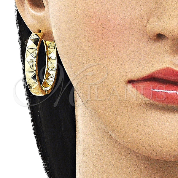 Gold Filled Hoop Earrings — Huggie Hoop Diamond Cutting 02. — alternate product view — SKU 162867 | Oro Laminado aretes de aro — Huggie Hoop Diamond Cutting 02. — SKU 162867