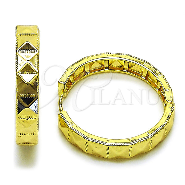 Gold Filled Hoop Earrings — Huggie Hoop Diamond Cutting 02. — main product view — SKU 162867 | Oro Laminado aretes de aro — Huggie Hoop Diamond Cutting 02. — SKU 162867