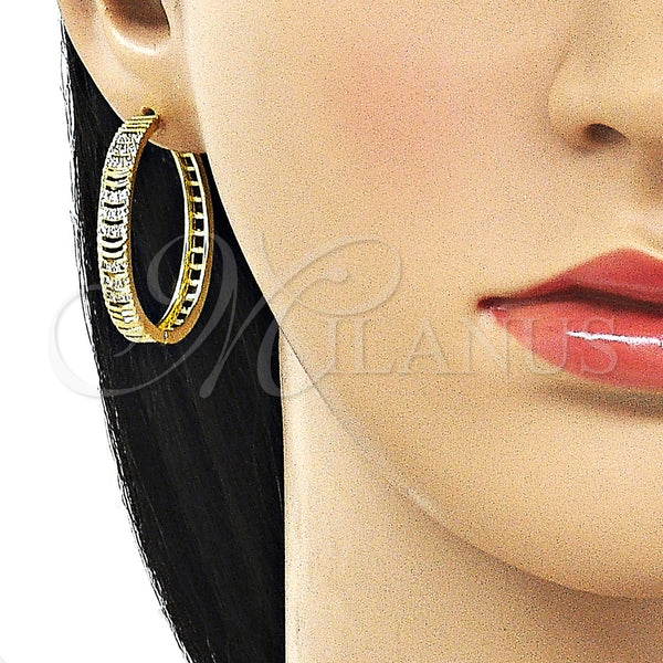 Gold Filled Hoop Earrings — Huggie Hoop with White Micro Pave Polished 02. — alternate product view — SKU 162870 | Oro Laminado aretes de aro — Huggie Hoop with blanco Micro Pave pulido 02. — SKU 162870