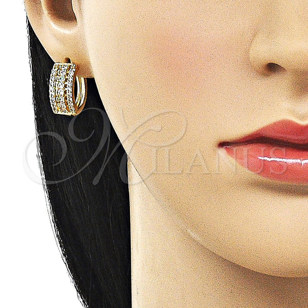 Gold Filled Hoop Earrings — Huggie Hoop with White Cubic Zirconia Polished 02. — alternate product view — SKU 162876 | Oro Laminado aretes de aro — Huggie Hoop with blanco Cubic Zirconia pulido 02. — SKU 162876