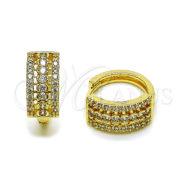 Gold Filled Hoop Earrings — Huggie Hoop with White Cubic Zirconia Polished 02. — main product view — SKU 162876 | Oro Laminado aretes de aro — Huggie Hoop with blanco Cubic Zirconia pulido 02. — SKU 162876