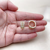 Oro Laminado Huggie Hoop, Gold Filled Style Heart Design, with White Cubic Zirconia, Polished, Golden Finish, 02.266.0066.18