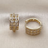 Oro Laminado Huggie Hoop, Gold Filled Style Heart Design, with White Cubic Zirconia, Polished, Golden Finish, 02.266.0066.18