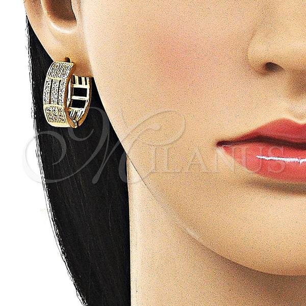 Gold Filled Hoop Earrings — Huggie Hoop with White Cubic Zirconia Polished 02. — alternate product view — SKU 162879 | Oro Laminado aretes de aro — Huggie Hoop with blanco Cubic Zirconia pulido 02. — SKU 162879