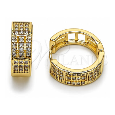 Oro Laminado Huggie Hoop, Gold Filled Style with White Cubic Zirconia, Polished, Golden Finish, 02.266.0068.20