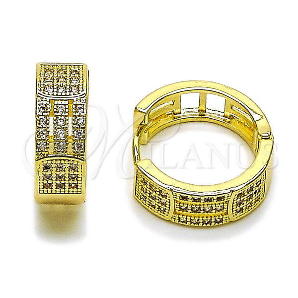 Gold Filled Hoop Earrings — Huggie Hoop with White Cubic Zirconia Polished 02. — main product view — SKU 162879 | Oro Laminado aretes de aro — Huggie Hoop with blanco Cubic Zirconia pulido 02. — SKU 162879
