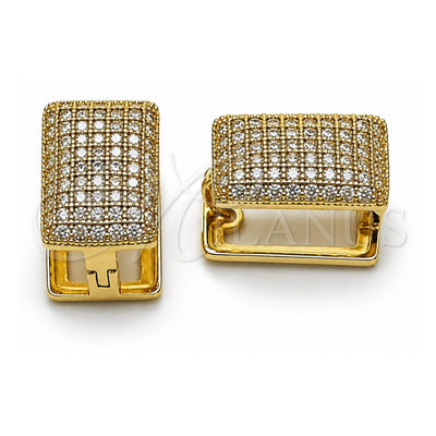 Oro Laminado Huggie Hoop, Gold Filled Style with White Cubic Zirconia, Polished, Golden Finish, 02.266.0069.12
