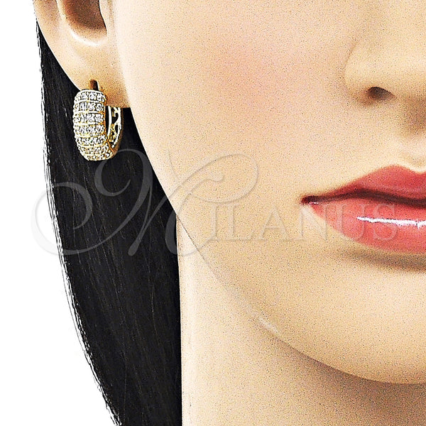 Gold Filled Hoop Earrings — Huggie Hoop with White Cubic Zirconia Polished 02. — alternate product view — SKU 162883 | Oro Laminado aretes de aro — Huggie Hoop with blanco Cubic Zirconia pulido 02. — SKU 162883