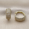 Oro Laminado Huggie Hoop, Gold Filled Style with White Cubic Zirconia, Polished, Golden Finish, 02.266.0072.18