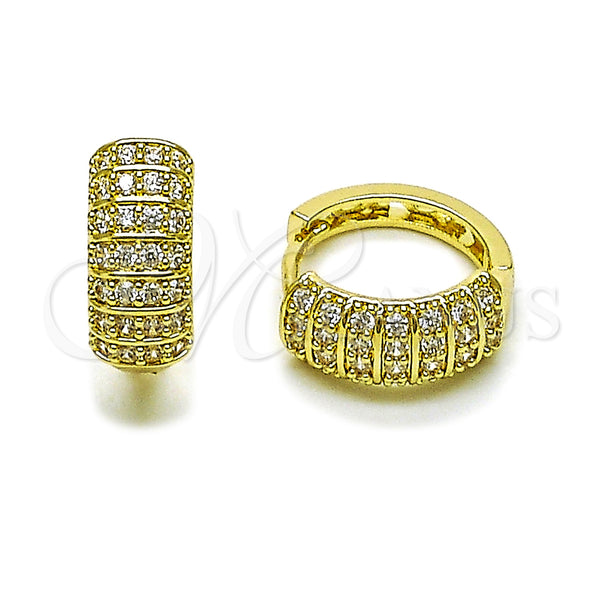 Gold Filled Hoop Earrings — Huggie Hoop with White Cubic Zirconia Polished 02. — main product view — SKU 162883 | Oro Laminado aretes de aro — Huggie Hoop with blanco Cubic Zirconia pulido 02. — SKU 162883