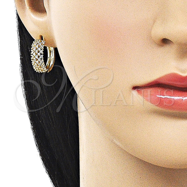 Gold Filled Hoop Earrings — Huggie Hoop with White Cubic Zirconia Polished 02. — alternate product view — SKU 162884 | Oro Laminado aretes de aro — Huggie Hoop with blanco Cubic Zirconia pulido 02. — SKU 162884