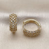 Oro Laminado Huggie Hoop, Gold Filled Style with White Cubic Zirconia, Polished, Golden Finish, 02.266.0073.20