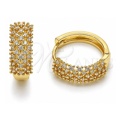 Oro Laminado Huggie Hoop, Gold Filled Style with White Cubic Zirconia, Polished, Golden Finish, 02.266.0073.20