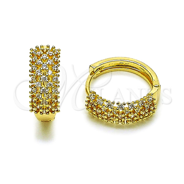 Gold Filled Hoop Earrings — Huggie Hoop with White Cubic Zirconia Polished 02. — main product view — SKU 162884 | Oro Laminado aretes de aro — Huggie Hoop with blanco Cubic Zirconia pulido 02. — SKU 162884