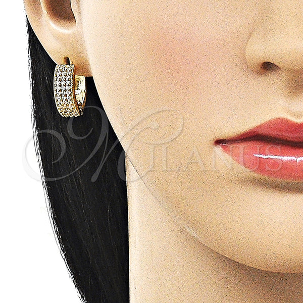 Gold Filled Hoop Earrings — Huggie Hoop with White Cubic Zirconia Polished 02. — alternate product view — SKU 162885 | Oro Laminado aretes de aro — Huggie Hoop with blanco Cubic Zirconia pulido 02. — SKU 162885