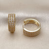 Oro Laminado Huggie Hoop, Gold Filled Style with White Cubic Zirconia, Polished, Golden Finish, 02.266.0074.18