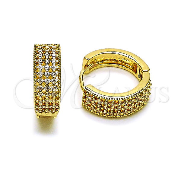 Gold Filled Hoop Earrings — Huggie Hoop with White Cubic Zirconia Polished 02. — main product view — SKU 162885 | Oro Laminado aretes de aro — Huggie Hoop with blanco Cubic Zirconia pulido 02. — SKU 162885