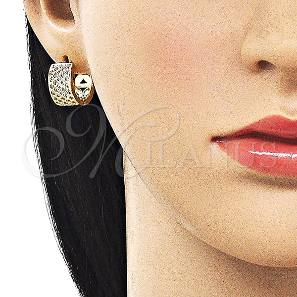 Gold Filled Hoop Earrings — Huggie Hoop with White Cubic Zirconia Polished 02. — alternate product view — SKU 162886 | Oro Laminado aretes de aro — Huggie Hoop with blanco Cubic Zirconia pulido 02. — SKU 162886