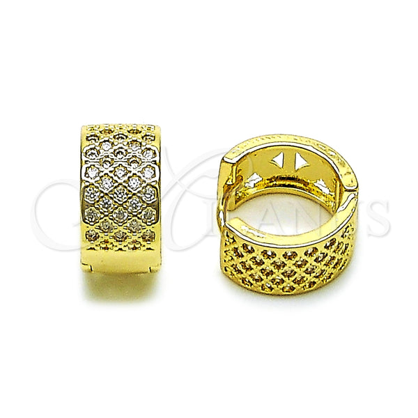 Gold Filled Hoop Earrings — Huggie Hoop with White Cubic Zirconia Polished 02. — main product view — SKU 162886 | Oro Laminado aretes de aro — Huggie Hoop with blanco Cubic Zirconia pulido 02. — SKU 162886