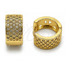 Oro Laminado Huggie Hoop, Gold Filled Style with White Cubic Zirconia, Polished, Golden Finish, 02.266.0075.15