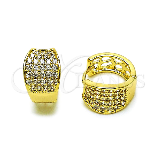 Gold Filled Hoop Earrings — Huggie Hoop with White Cubic Zirconia Polished 02. — main product view — SKU 162893 | Oro Laminado aretes de aro — Huggie Hoop with blanco Cubic Zirconia pulido 02. — SKU 162893
