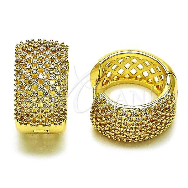 Gold Filled Hoop Earrings — Huggie Hoop with White Cubic Zirconia Polished 02. — main product view — SKU 162897 | Oro Laminado aretes de aro — Huggie Hoop with blanco Cubic Zirconia pulido 02. — SKU 162897