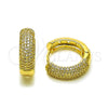 Oro Laminado Huggie Hoop, Gold Filled Style with White Micro Pave, Polished, Golden Finish, 02.283.0366.20