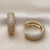 Oro Laminado Huggie Hoop, Gold Filled Style with White Micro Pave, Polished, Golden Finish, 02.283.0366.20