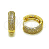 Oro Laminado Huggie Hoop, Gold Filled Style with White Micro Pave, Polished, Golden Finish, 02.283.0366.20